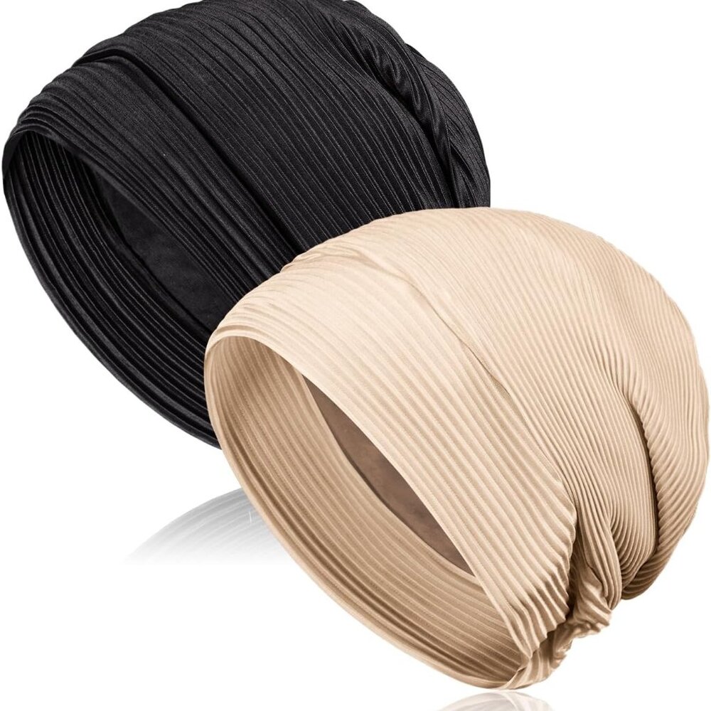 2 Pcs Pleated Head Wraps Scarf Turban, Chemo Caps for Cancer Patient, Cancer Hea
